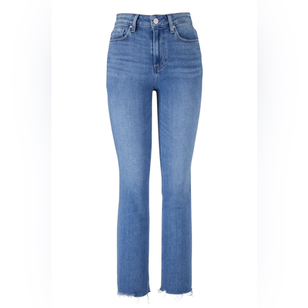 Paige Cindy High Waist Ankle Straight Jeans in 26, Medium / Music Distressed